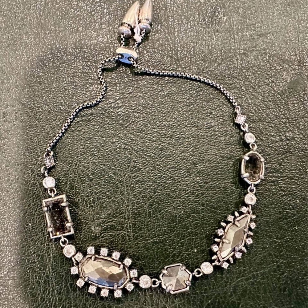 Kendra Scott Silver and Black Gemstone Bracelet